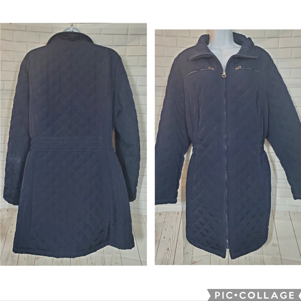 Laundry by Design Navy Blue Quilted Coat